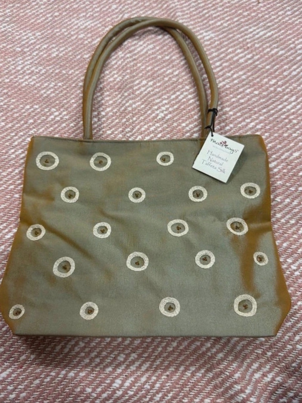 Mad Bags One-of-a-Kind Handmade Taffeta Silk Taupe Tote